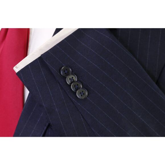 The Savile Row Company Navy Blue Pinstripe Fairfax Suit Drawstring Waist 44R - Picture 6 of 9